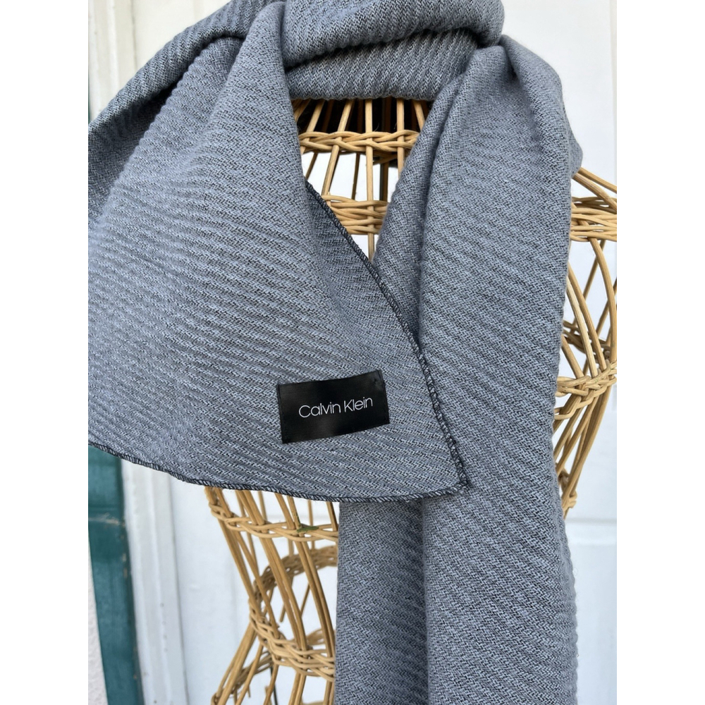 Oversized Reversible Wool Wrap Shawl Gray Black 105 x 24 Minimalist - Picture 5 of 16